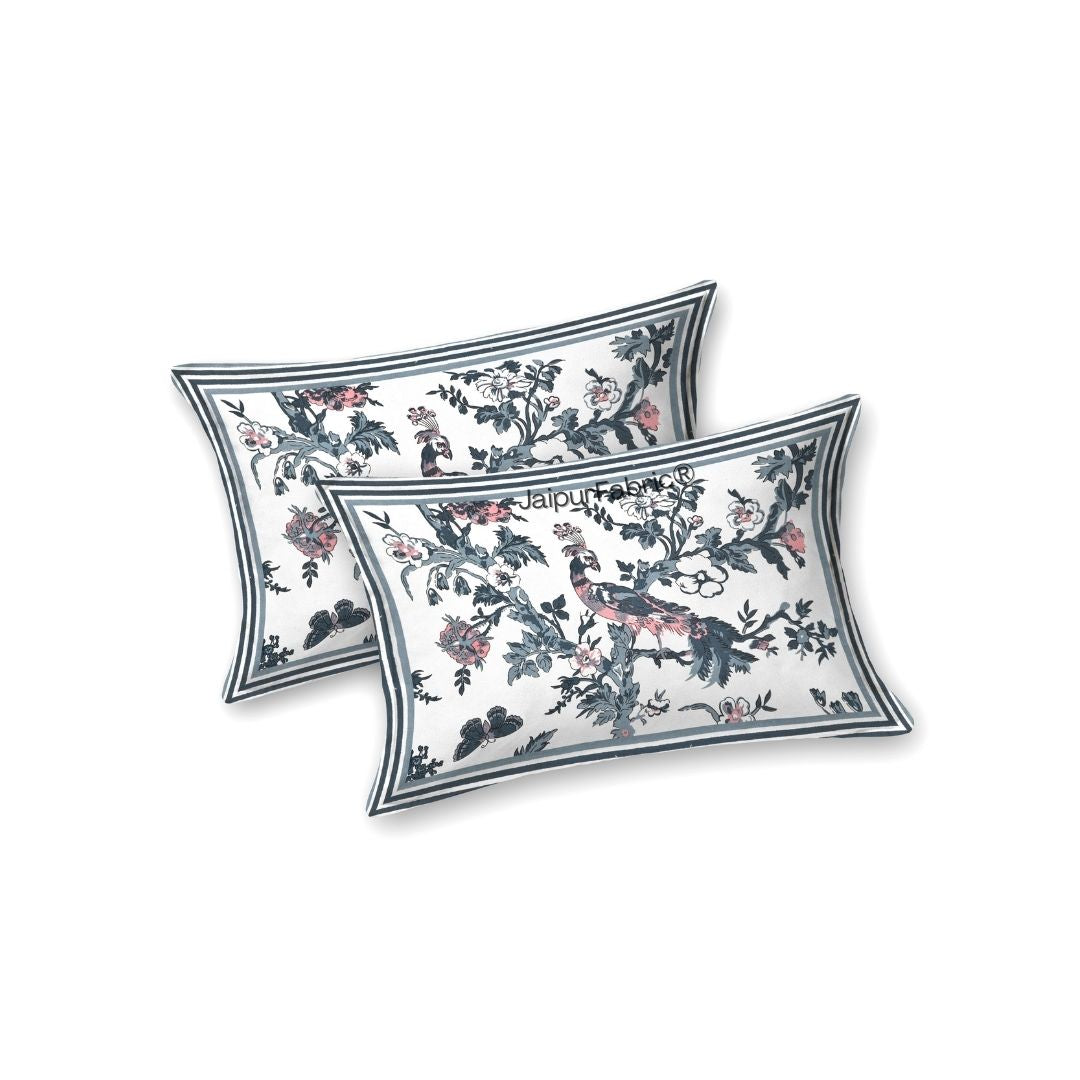 Peacock Park Pink Pure Cotton King Size Bedsheet