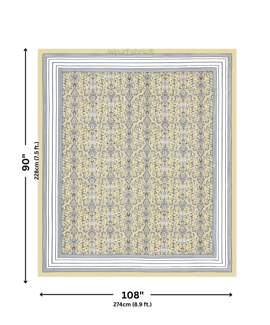 Peacock Park Yellow Pure Cotton King Size Bedsheet