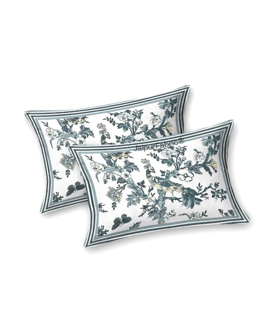 Peacock Park Yellow Pure Cotton King Size Bedsheet