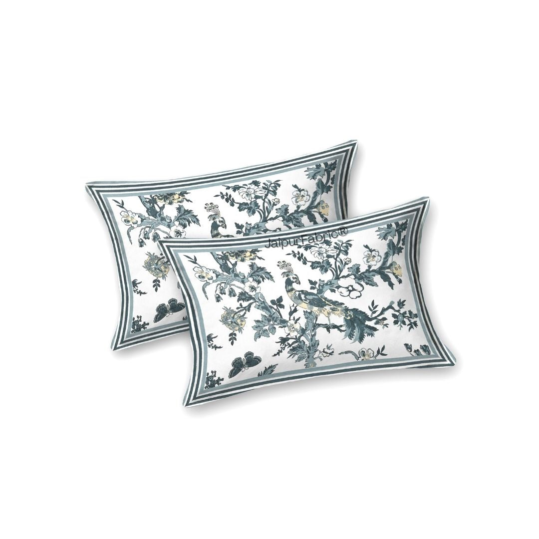 Peacock Park Yellow Pure Cotton King Size Bedsheet