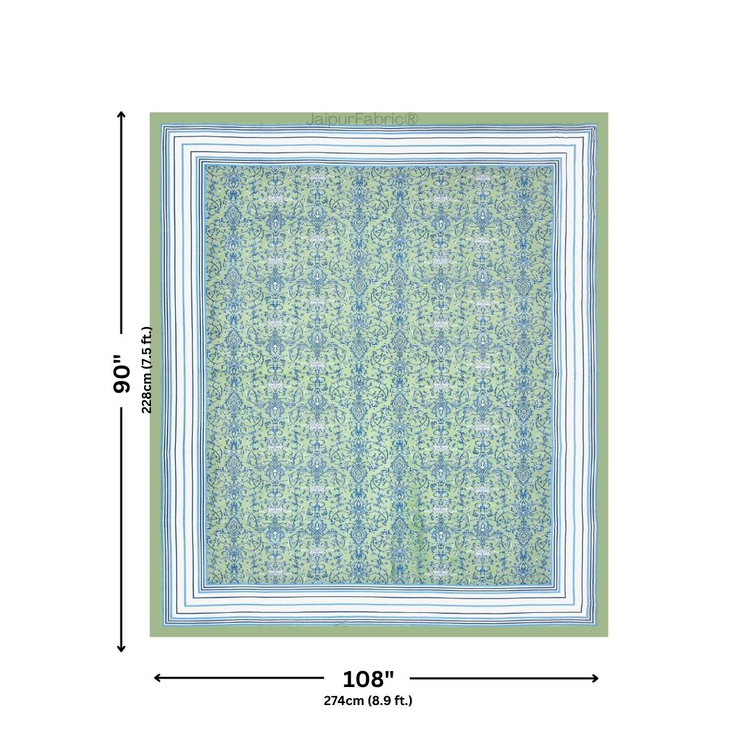 Peacock Park Green Pure Cotton King Size Bedsheet