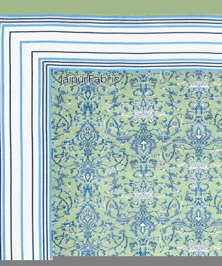 Peacock Park Green Pure Cotton King Size Bedsheet