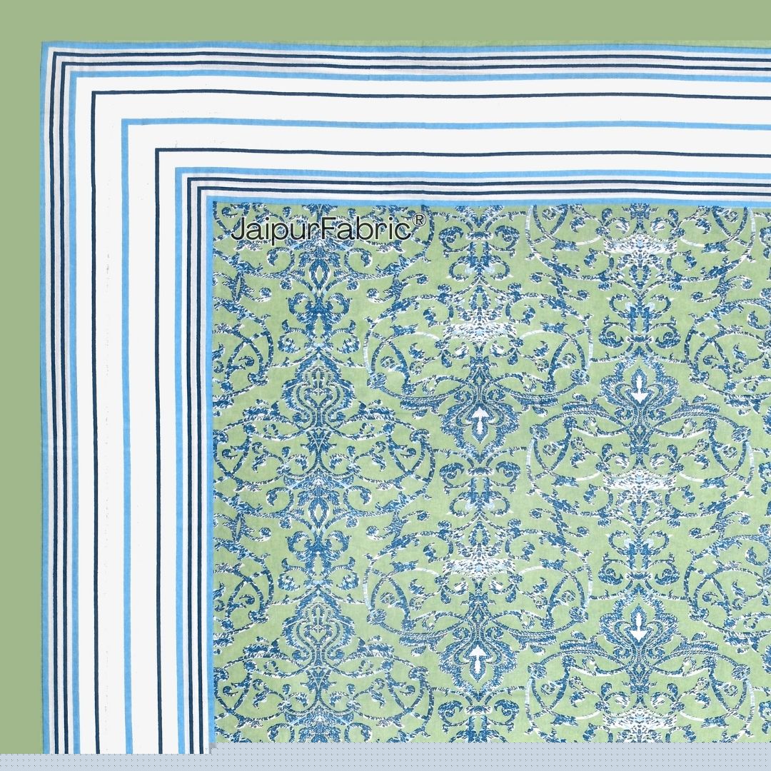 Peacock Park Green Pure Cotton King Size Bedsheet