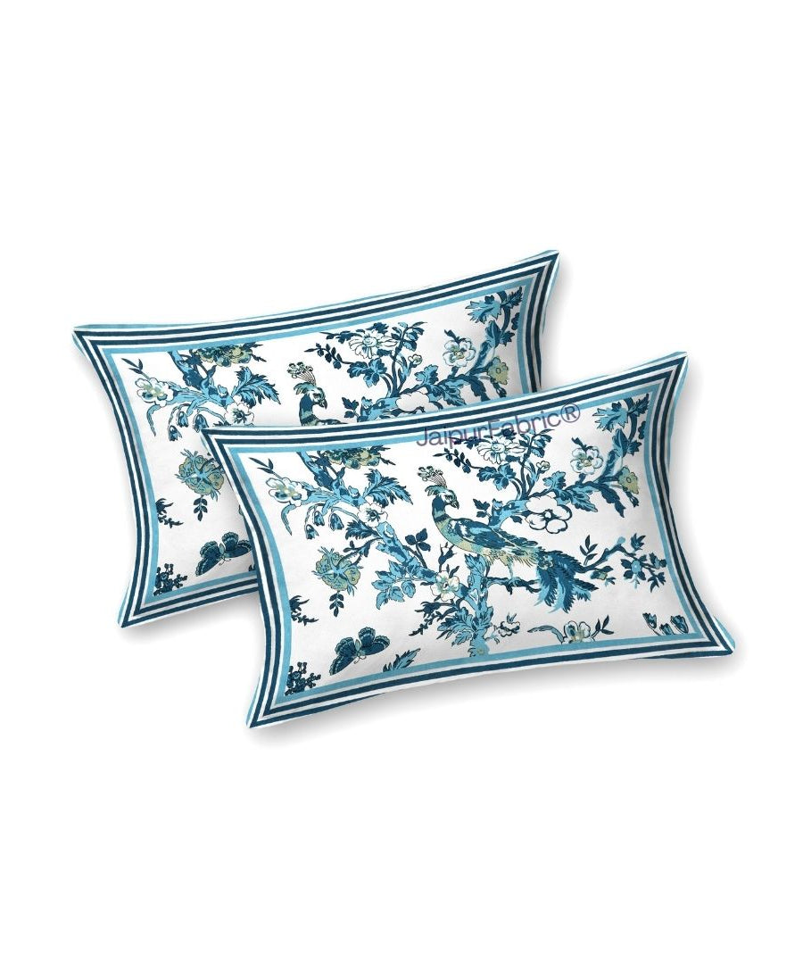 Peacock Park Green Pure Cotton King Size Bedsheet