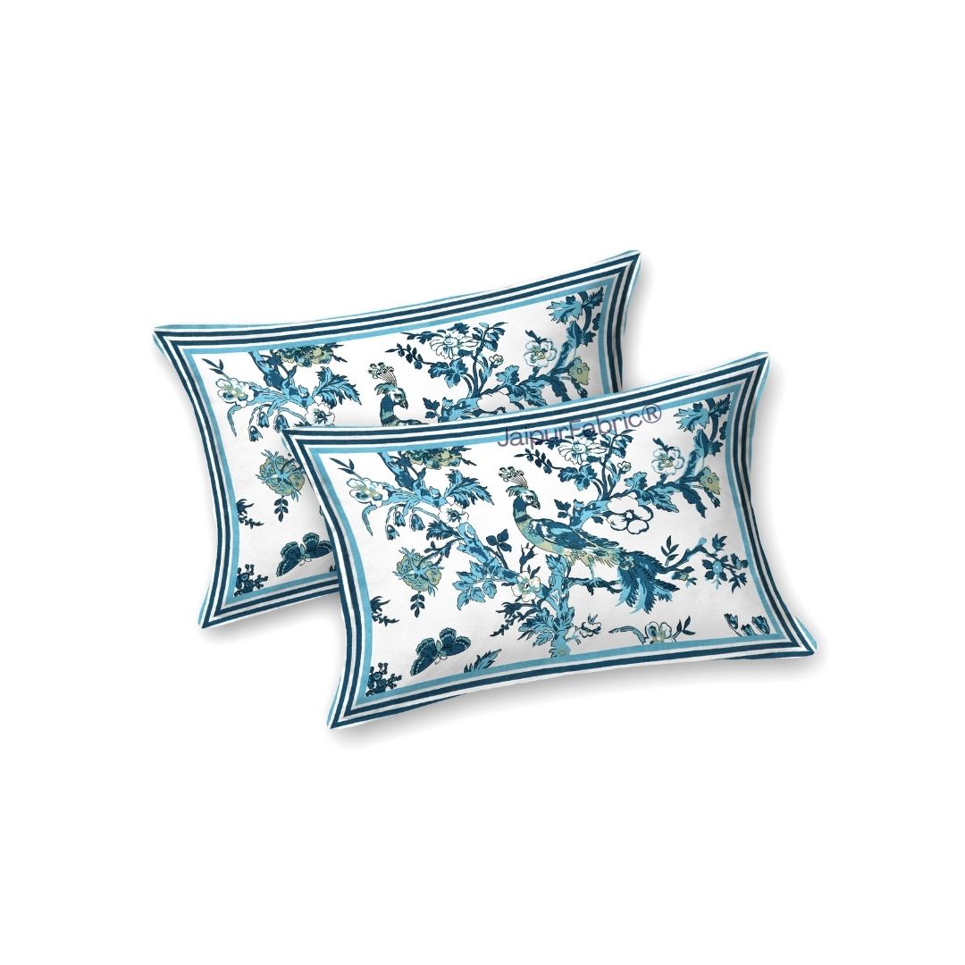 Peacock Park Green Pure Cotton King Size Bedsheet