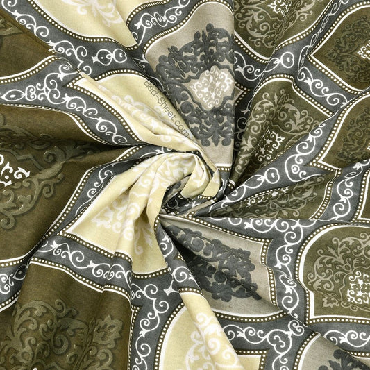 Green Cotton Double Bedsheet with Sacred Shells Design