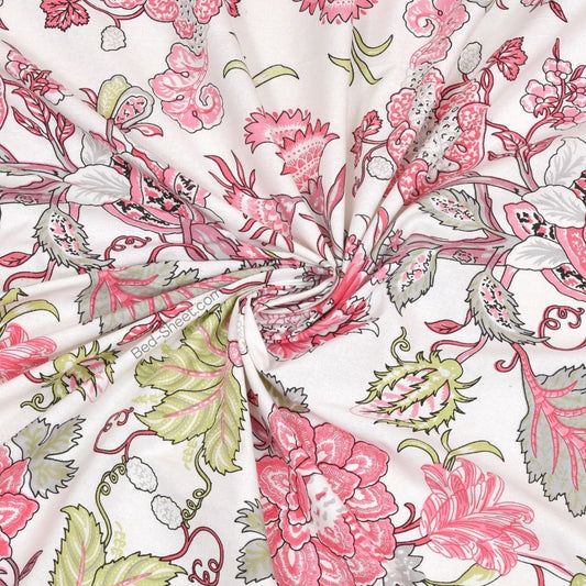 Pink Floral Double Bedsheet