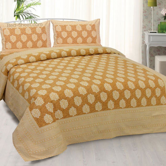 Mustard Yellow Bedsheet with Traditional Design