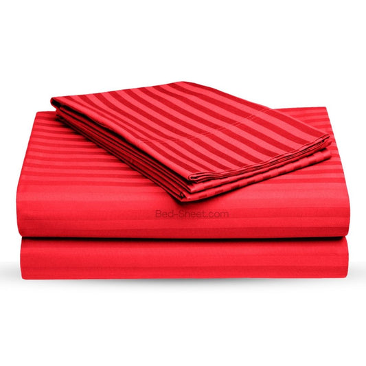 Red Elegant Design 300 TC King Size Pure Cotton Satin Bed Sheet with 2 Pillow Covers