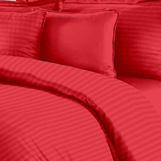 Red Elegant Design 300 TC King Size Pure Cotton Satin Bed Sheet with 2 Pillow Covers