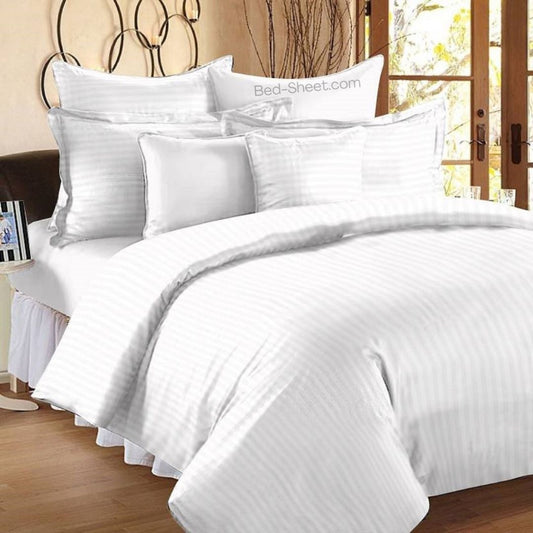 Solid White Classic Design 300 TC King Size Pure Cotton Satin Bed Sheet for Double Bed with Pillow Covers