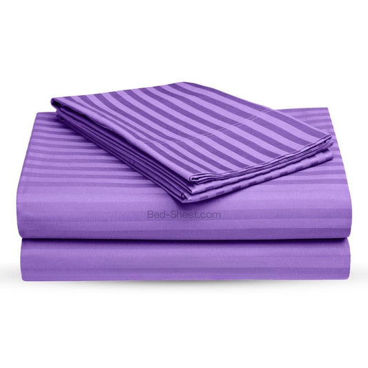 Light Purple Elegant Pattern 300 TC King Size Pure Cotton Satin Bed Sheet with 2 Pillow Covers