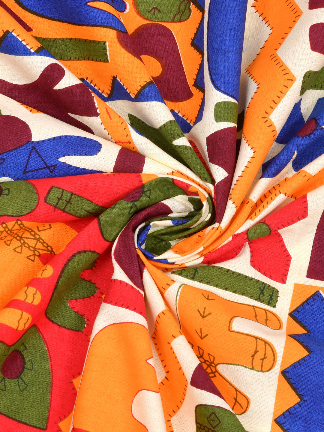 Yellow Border Elephant Pattern Screen Print Double Bed Sheet