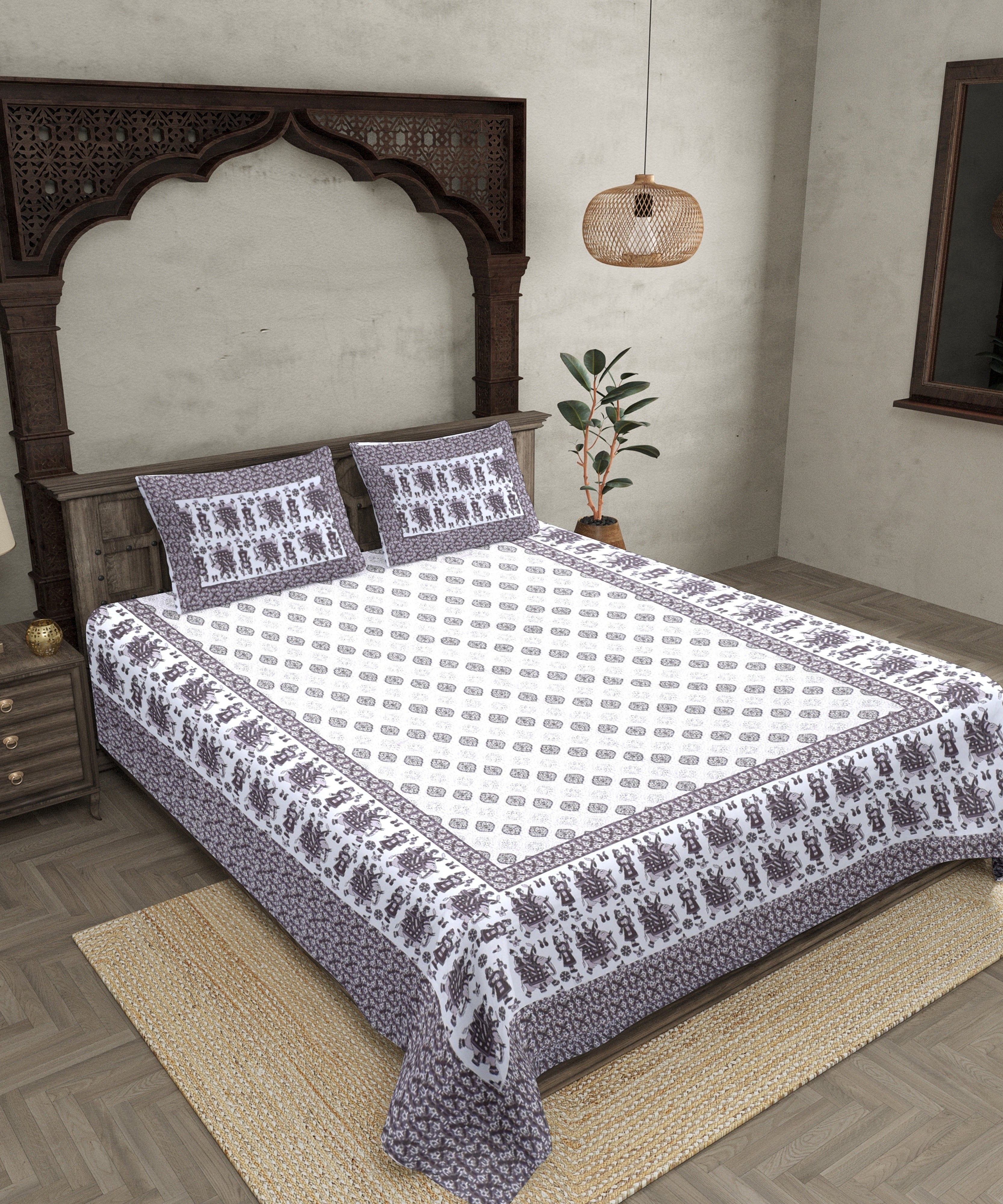 Royal Sawari Brown Double Bedsheet