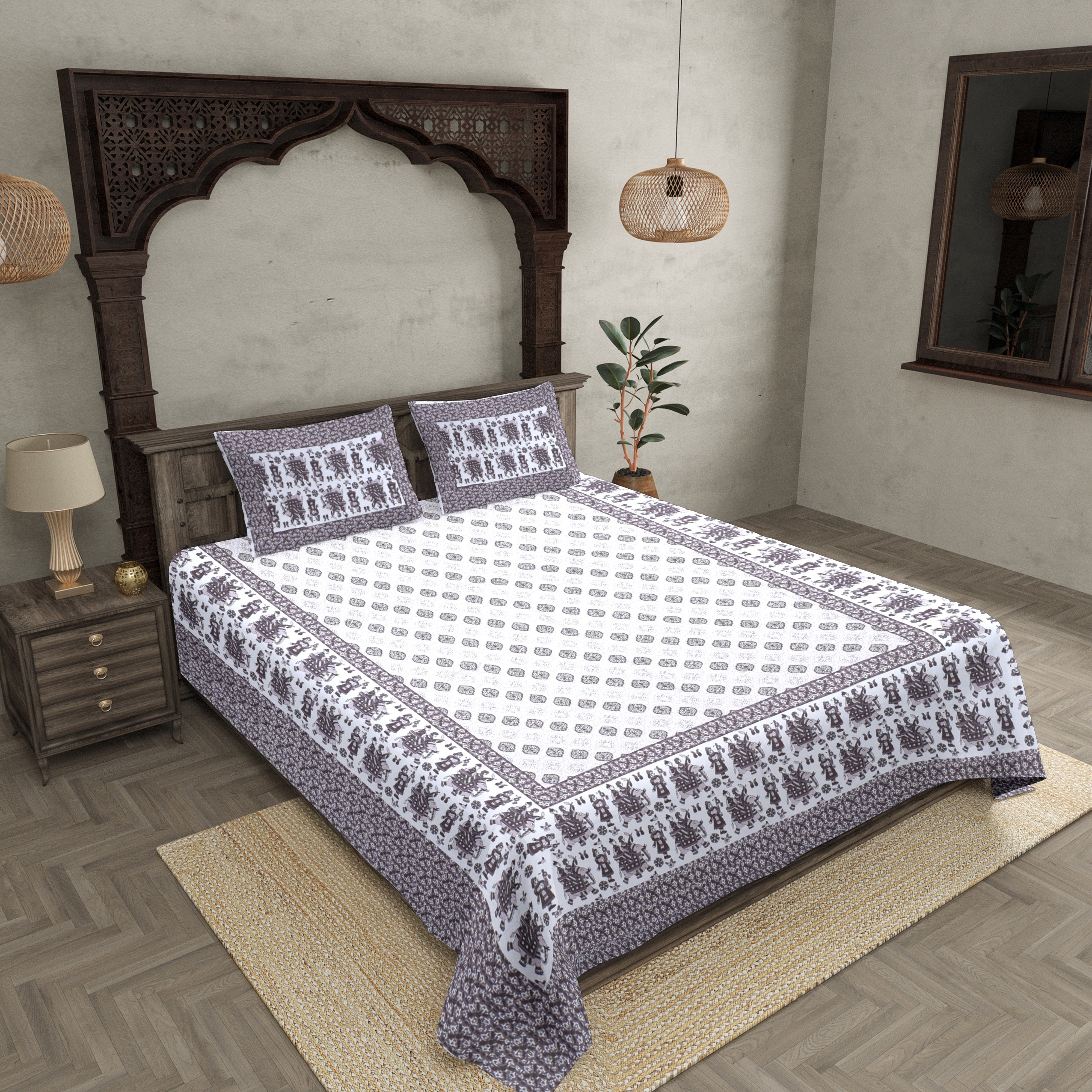 Royal Sawari Brown Double Bedsheet