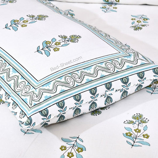 Pastel Green Cotton Double Bedsheet