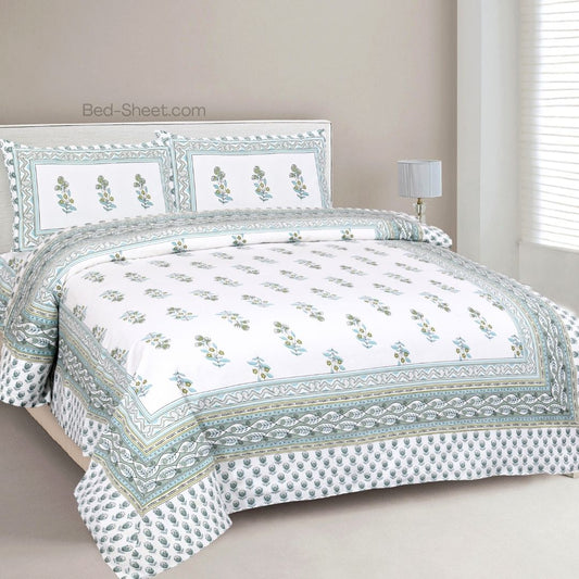 Pastel Green Cotton Double Bedsheet