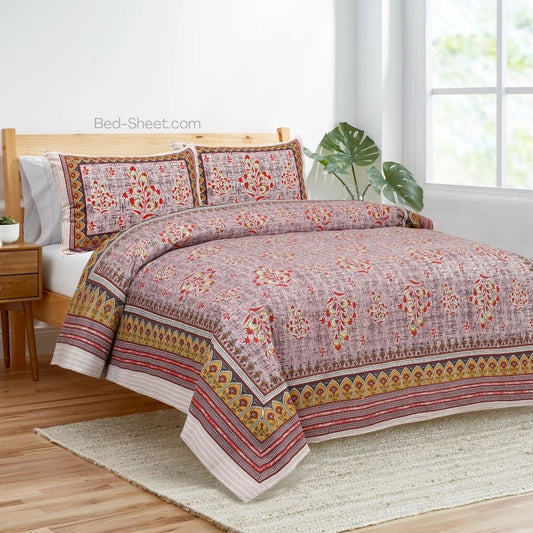 Redish Jaipur Fabric Double Bed Sheet