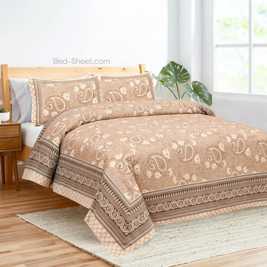 Earthy Toned Bedsheet with Paisley Design