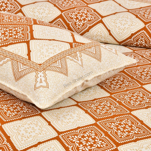 Yellow Geometric Design Double Bedsheet