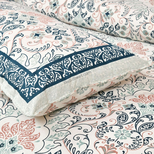 Jaipur Fabric Blue Floral Print Double Bed Sheet