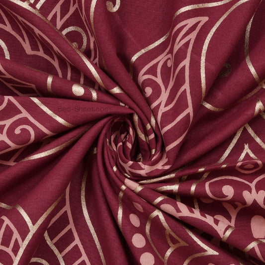 Royal Goldi Maroon King Size Bed Sheet