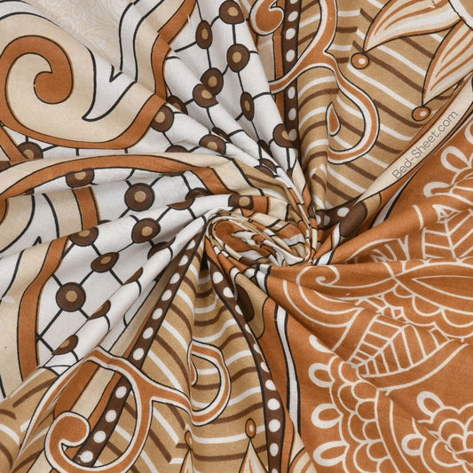 Cosmic Kolam Brown Traditional Double Bedsheet