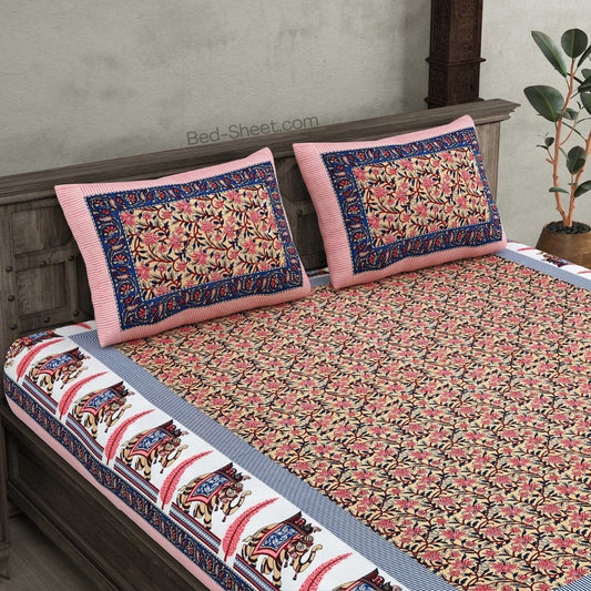 Green Leaf Harmony Pure Cotton Double Bedsheet