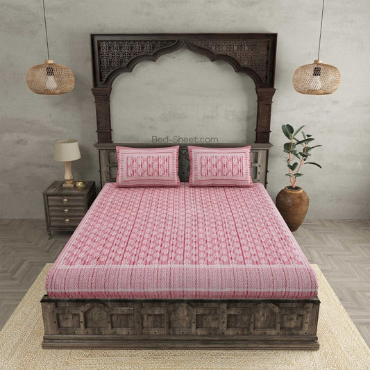 Pink Nature's Haven Pure Cotton Double Bedsheet