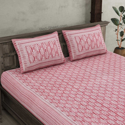 Pink Nature's Haven Pure Cotton Double Bedsheet