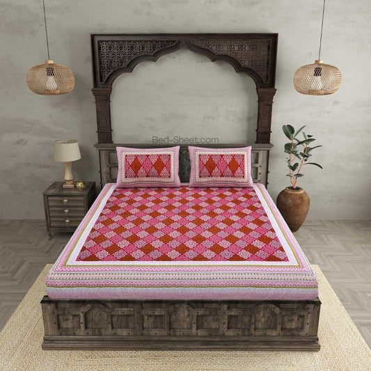 Heritage Touch Red Pure Cotton Double Bedsheet