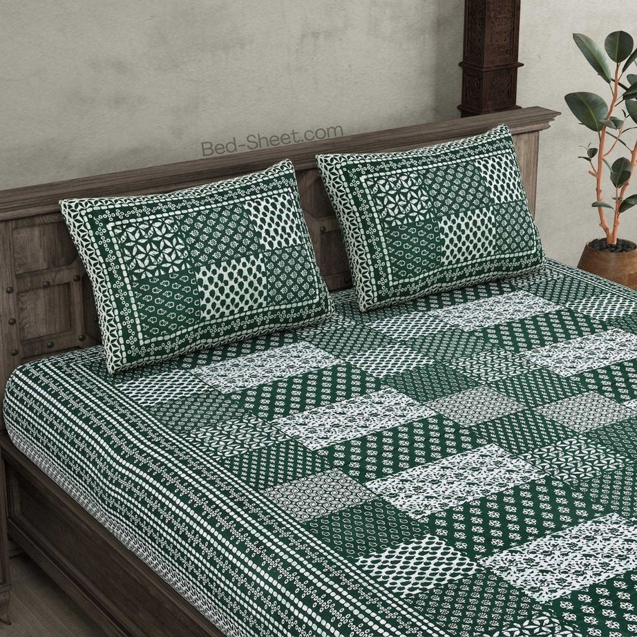 Palace Green Elegance Pure Cotton Double Bedsheet