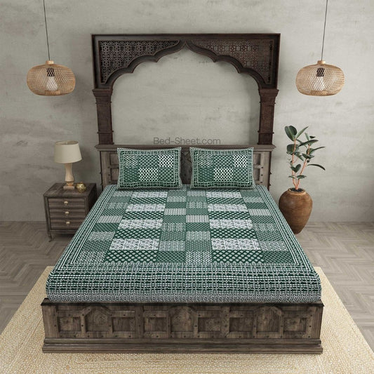 Palace Green Elegance Pure Cotton Double Bedsheet