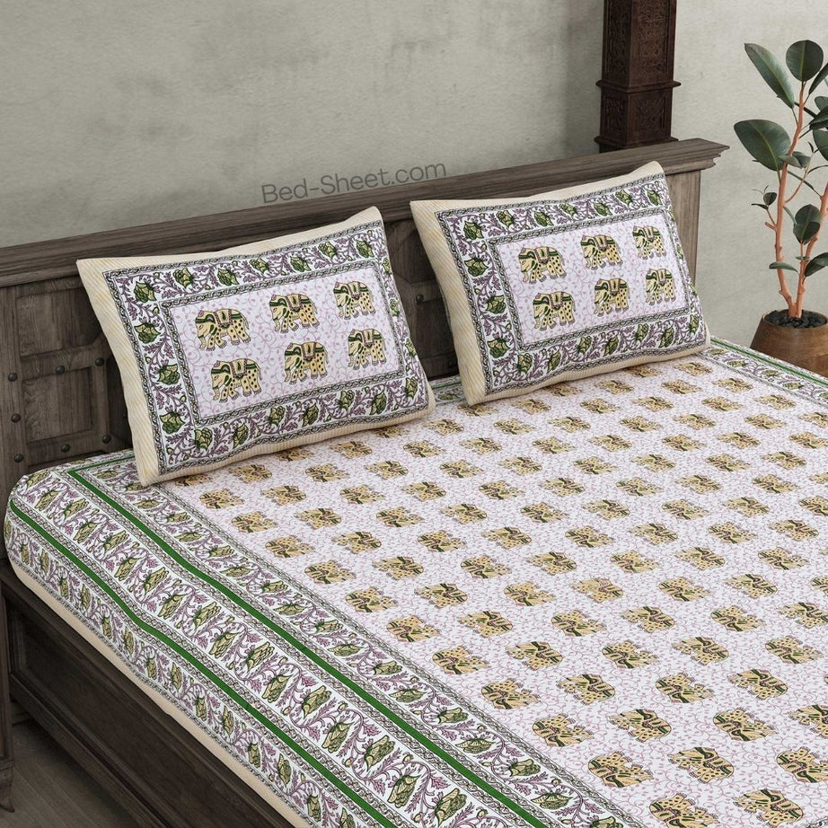 Regal Baarat Green Pure Cotton Double Bedsheet