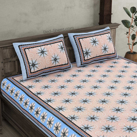 Starry Blue Bliss Pure Cotton Double Bedsheet