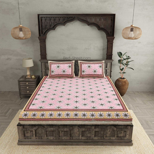 Starry Pink Bliss Pure Cotton Double Bedsheet