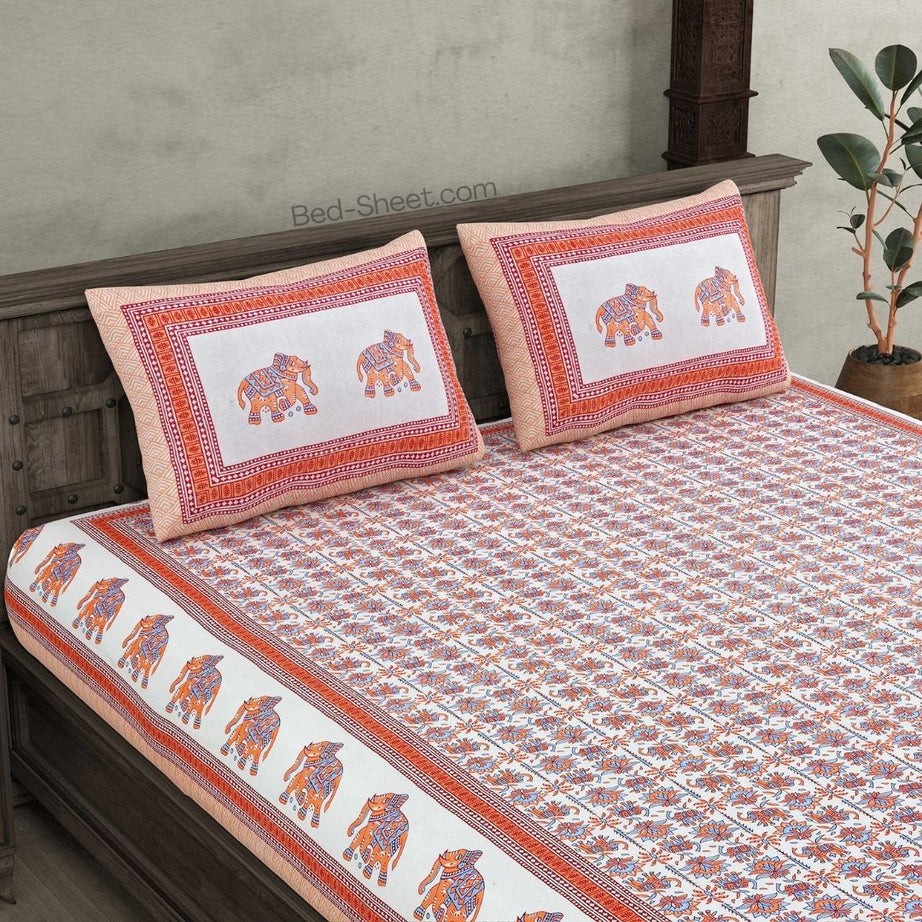 Padharo Home Pink Pure Cotton Double Bedsheet