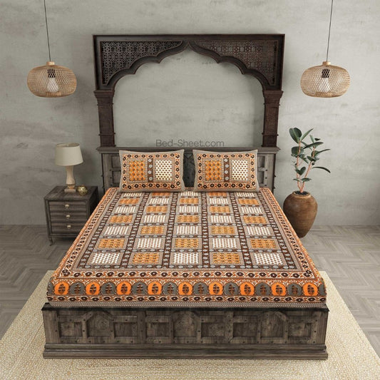 Kyari Vibrance Orange Pure Cotton Double Bedsheet