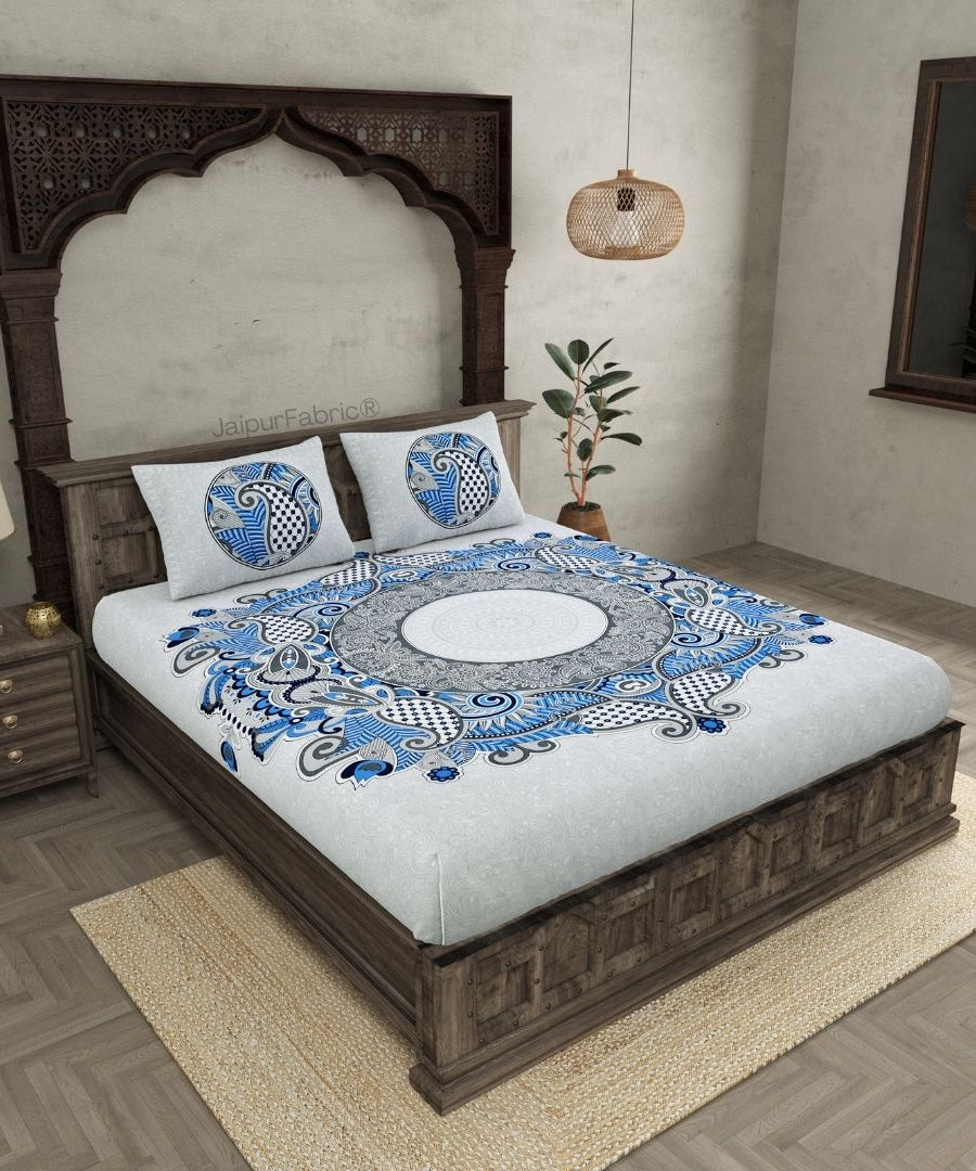 Cosmic Kolam Royal Blue Double Bedsheet
