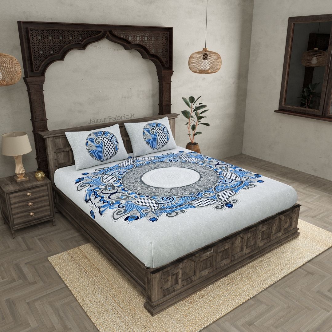Cosmic Kolam Royal Blue Double Bedsheet