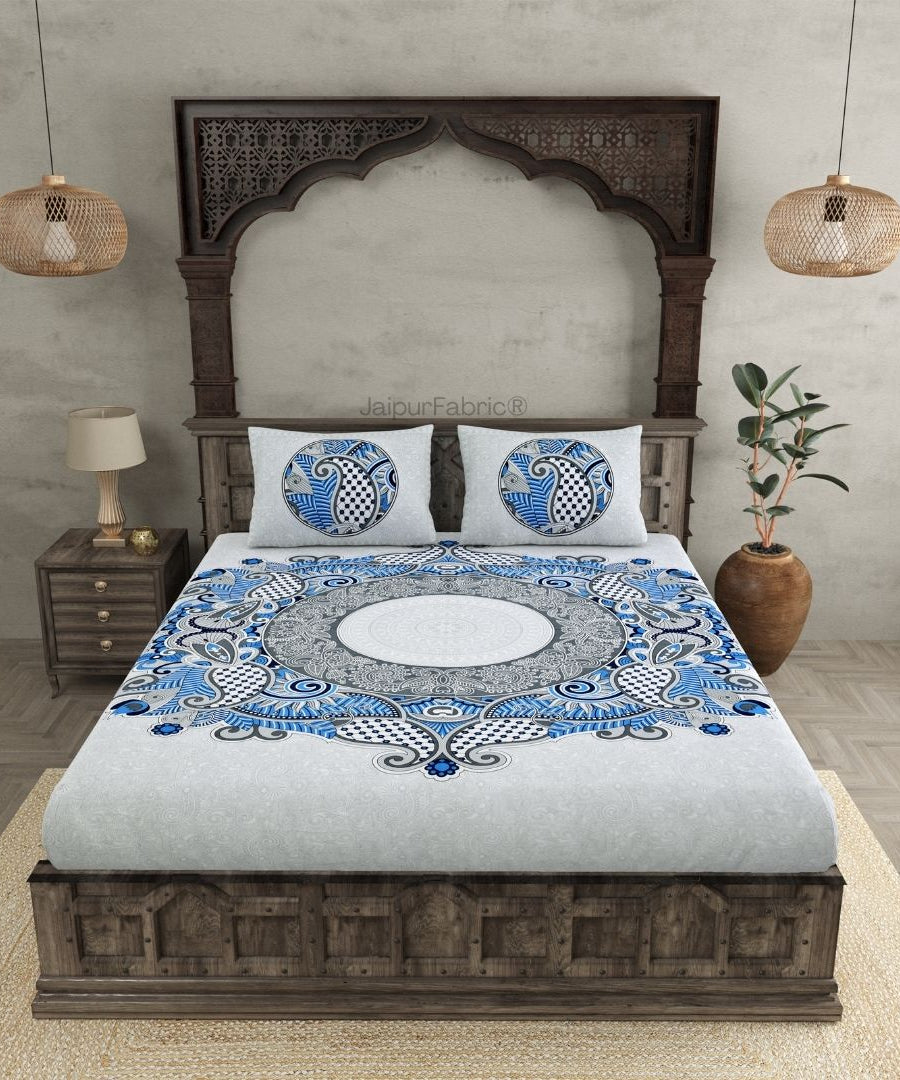 Cosmic Kolam Royal Blue Double Bedsheet