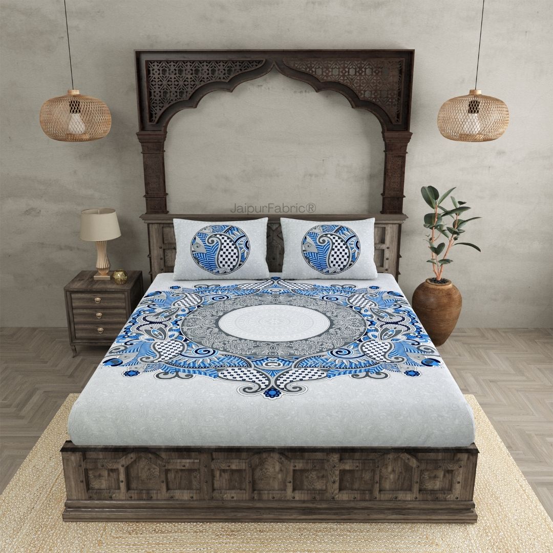 Cosmic Kolam Royal Blue Double Bedsheet