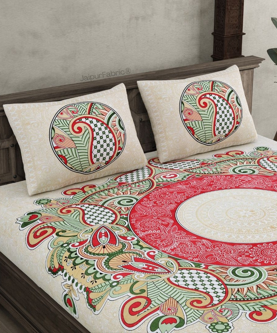 Cosmic Kolam Coral Pink Double Bedsheet