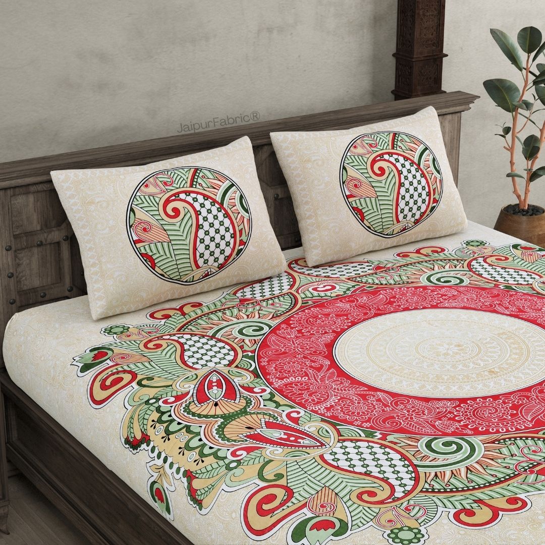 Cosmic Kolam Coral Pink Double Bedsheet