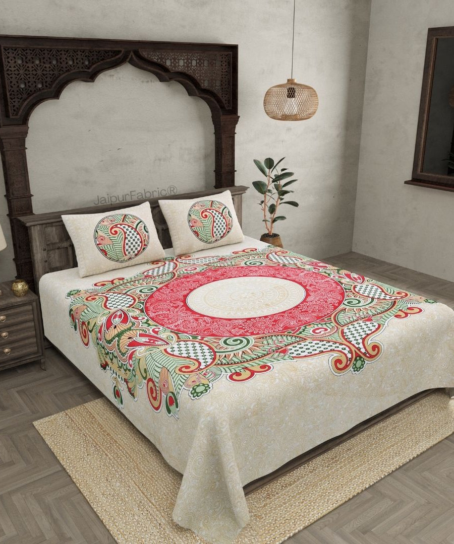 Cosmic Kolam Coral Pink Double Bedsheet