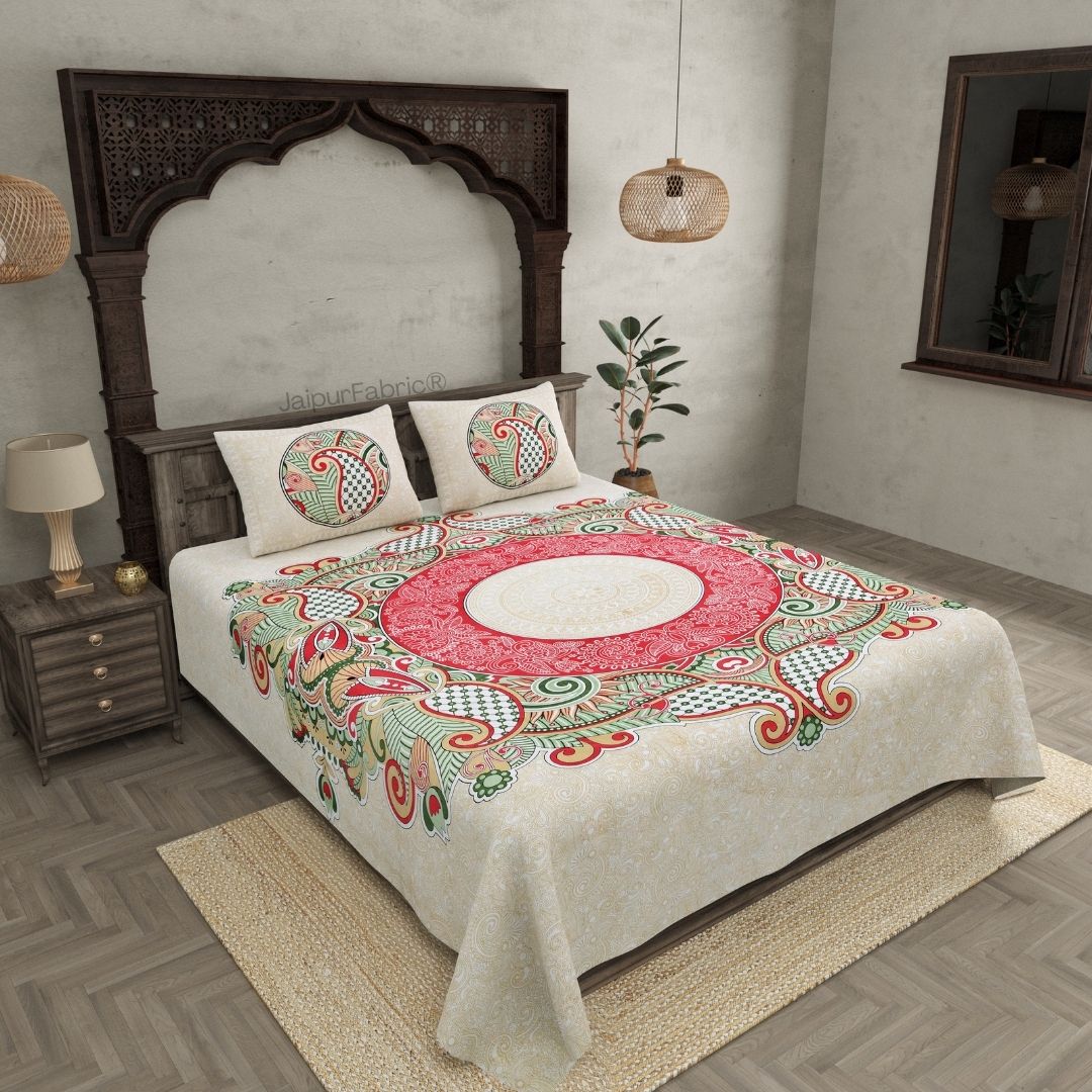 Cosmic Kolam Coral Pink Double Bedsheet