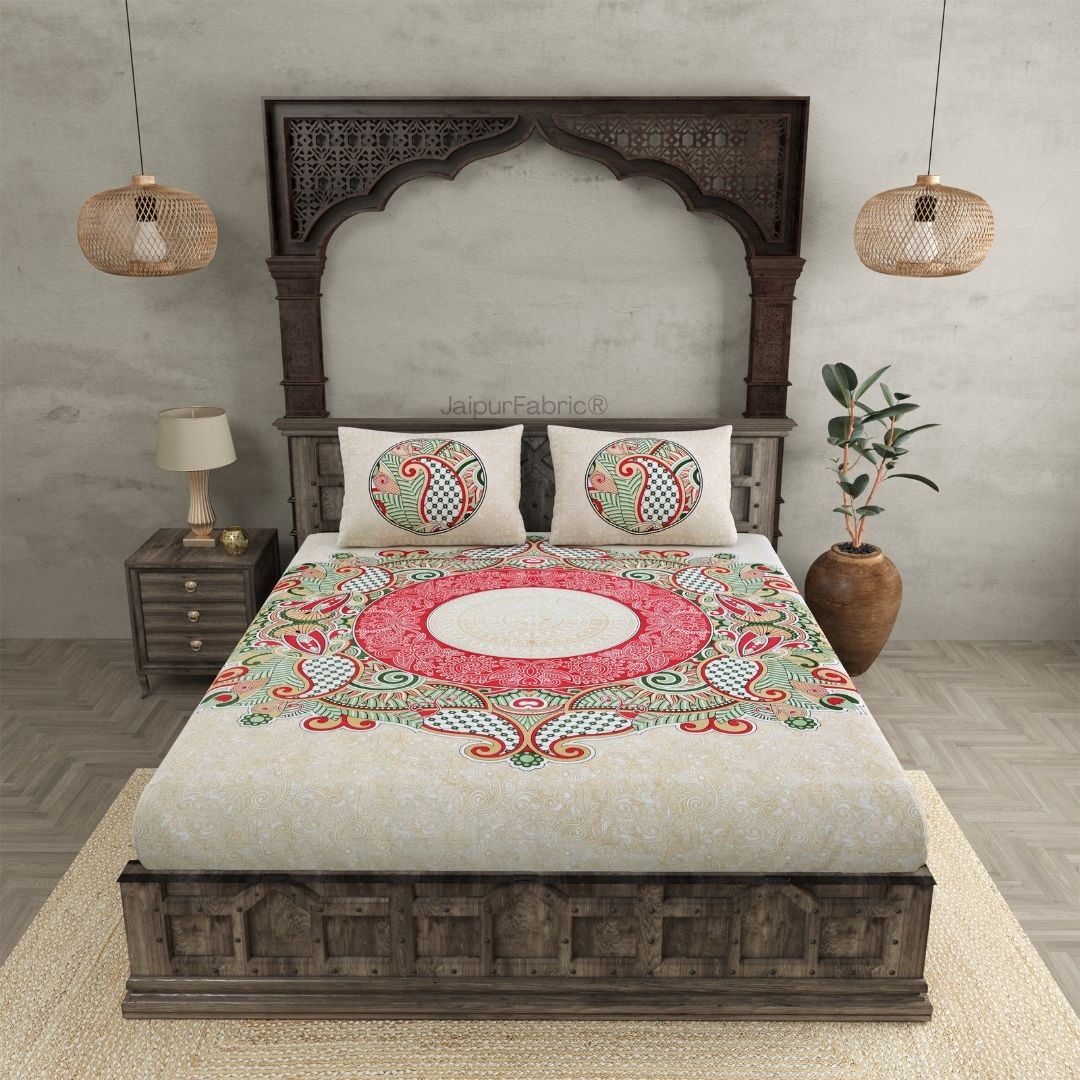 Cosmic Kolam Coral Pink Double Bedsheet