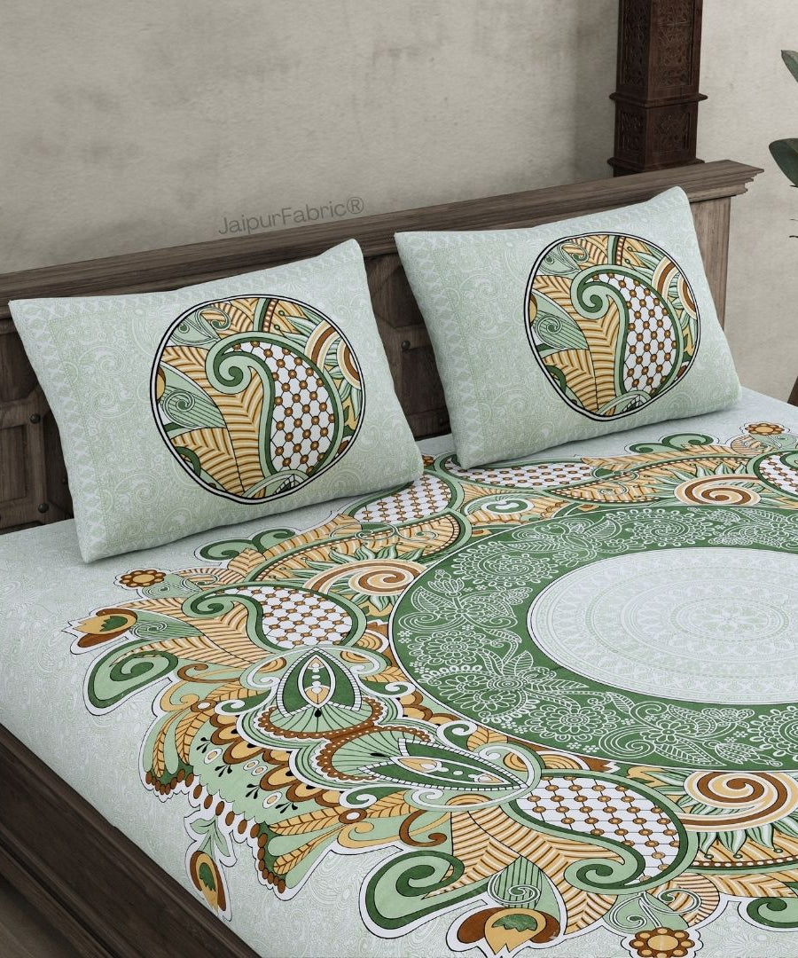 Cosmic Kolam Mint Green Double Bedsheet