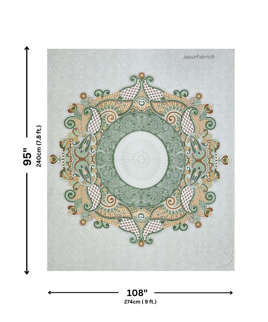 Cosmic Kolam Mint Green Double Bedsheet
