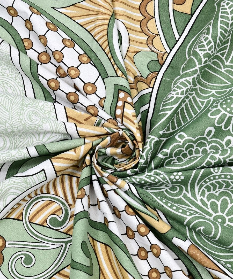 Cosmic Kolam Mint Green Double Bedsheet